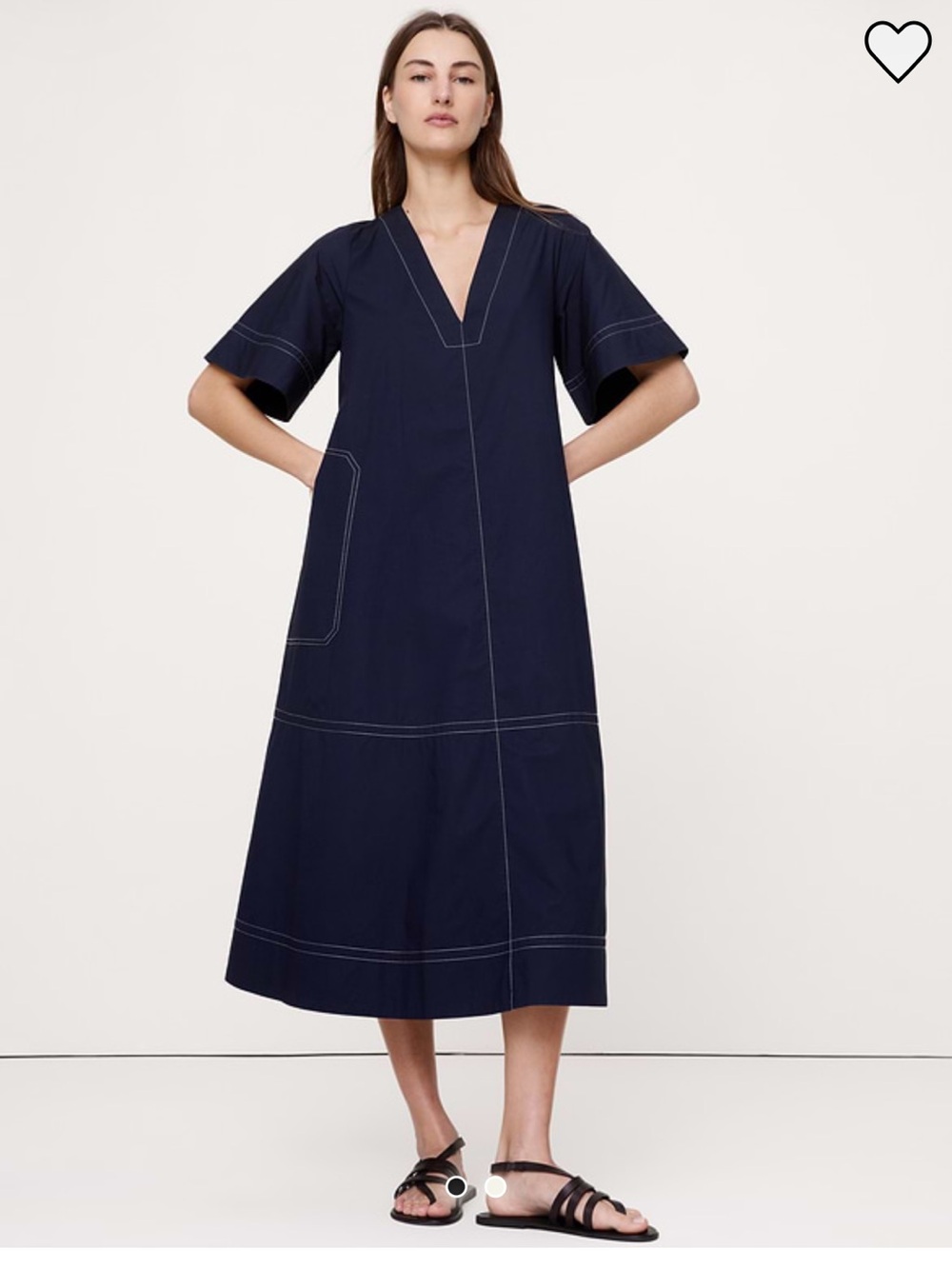 Banana Republic Women’s Cotton Poplin Trapeze Midi Dress Navy NWT S